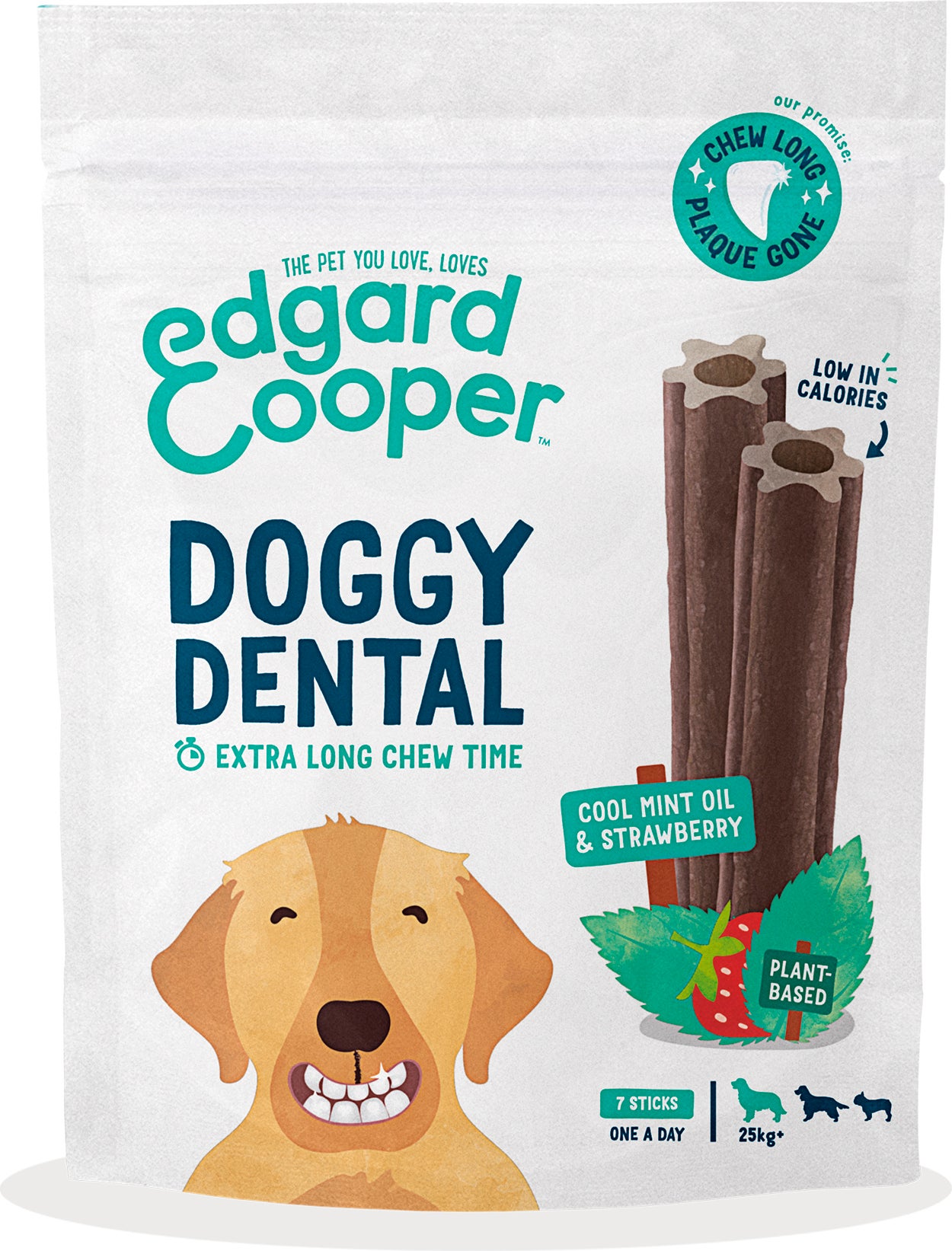 Edgard & Cooper kauwsticks Doggy Dental muntolie en aardbei L 7 stuks