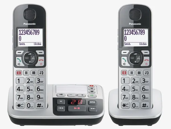 Panasonic KX-TGE522GS sølv/sort Seniortel./SOS-knap/AB