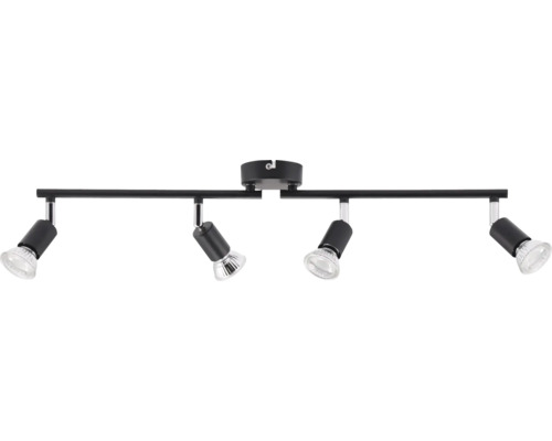 4-lichts spot, 67,1 cm breed, zwart/mat, geschikt voor GU10-fittingen tot 10 watt
