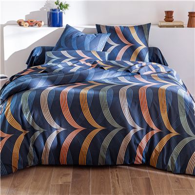 Linge de lit motif ondes graphiques
