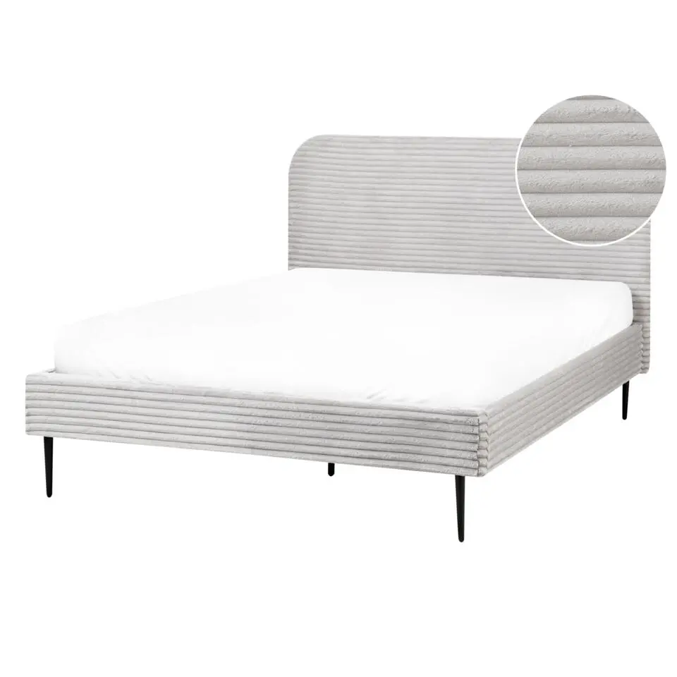 FLAYAT - Tweepersoonsbed - Lichtgrijs - 140 x 200 cm - Corduroy