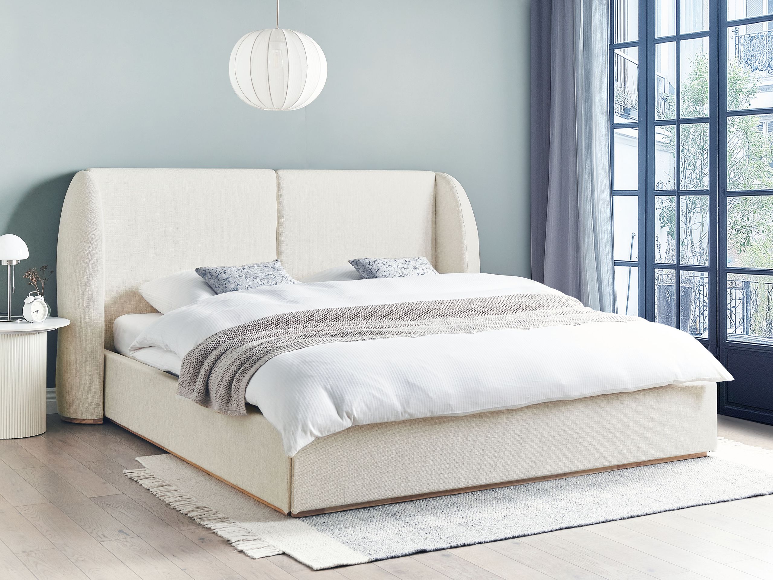 Beliani - MONESTIER - Tweepersoonsbed - Wit - 180 x 200 cm - Polyester
