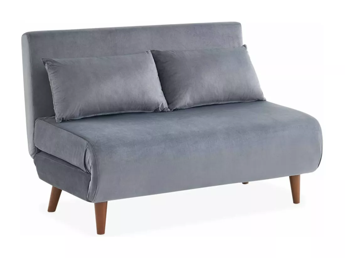 Canapé convertible 2 places gris foncé - Guesta - pieds bois. banquette. dossier inclinable