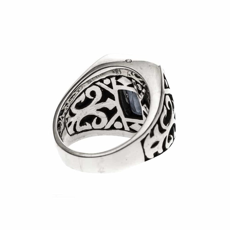 Chevalière Homme Argent L'esprit Du Roi Noire Onyx
