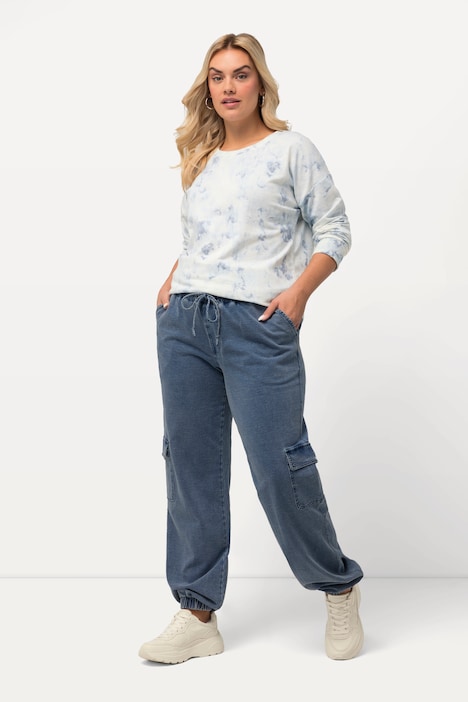 Sweathose Rena, Jeanslook, Elastikbund, indigo dyed