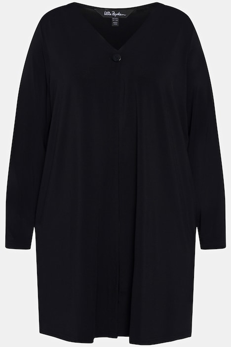 Jerseyjacke, Punkte, V-Ausschnitt, Knopfverschluss, Langarm