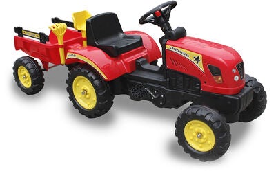 Alex's Garage Trampetraktor Med Tilhenger, Rød