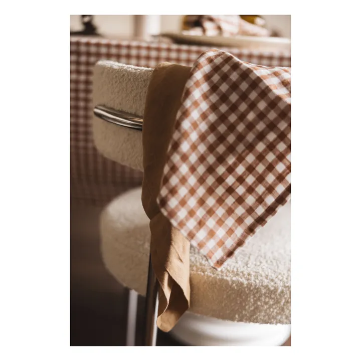 Gabrielle Paris Serviette de table en lin lavé vichy | Rouge brique