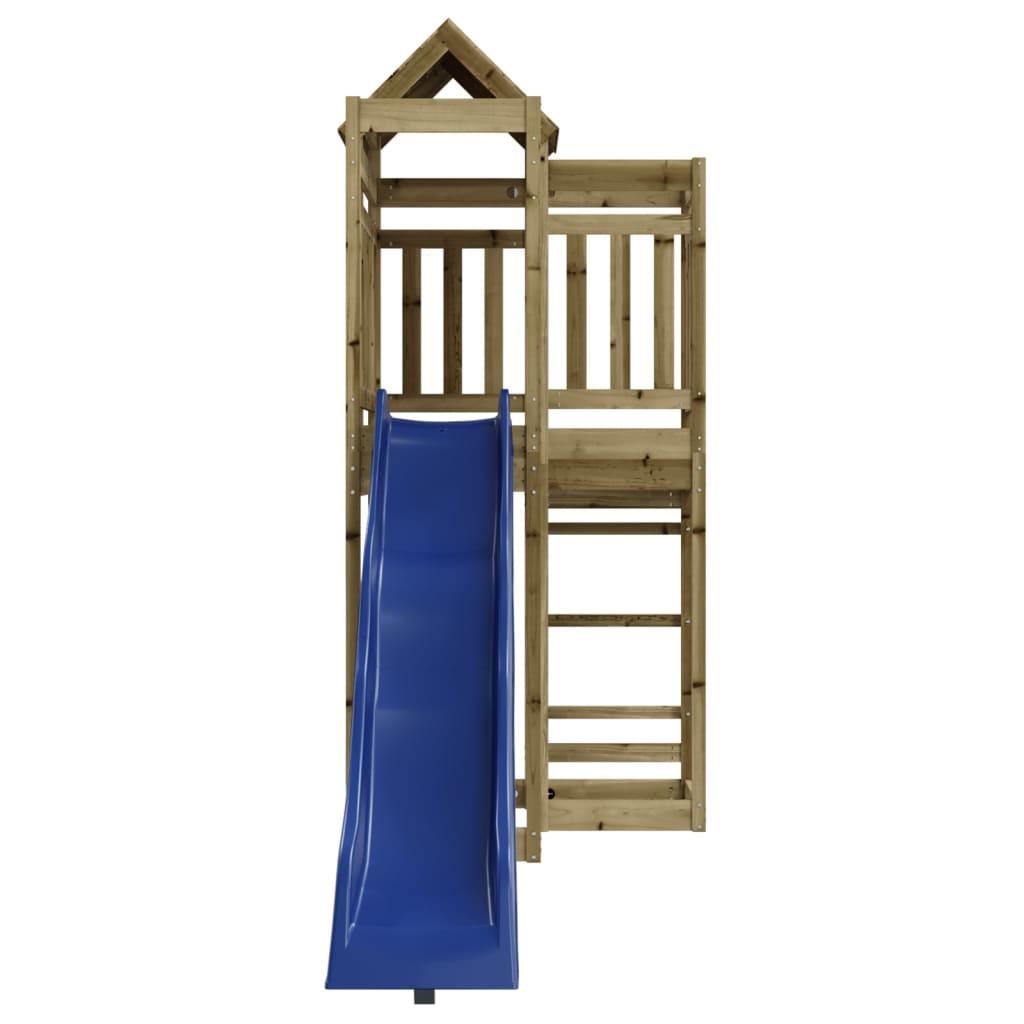 Aire de jeux d'extérieur balançoires toboggan portiques robuste jeux jardin 107 x 292 x 238 cm bois de pin imprégné 02_000467