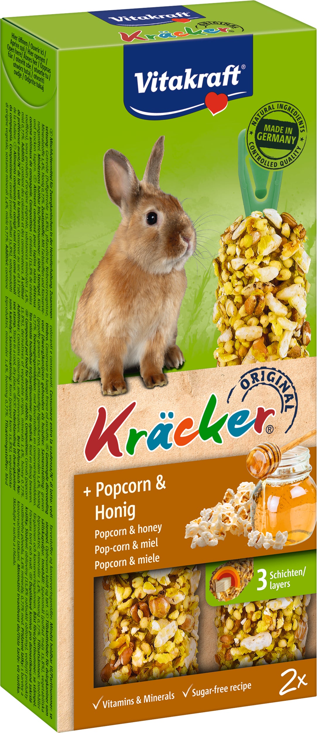 Vitakraft konijnensnack Kräcker popcorn met honing 2 stuks