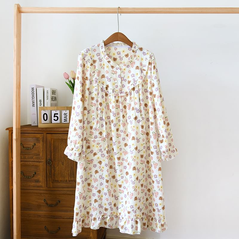 MelMount - Pyjamajurk met bloemenprint voor borstvoeding