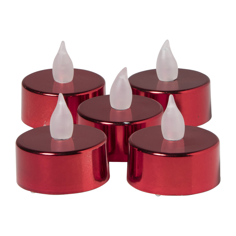 LED waxinelichten - rood - set van 5