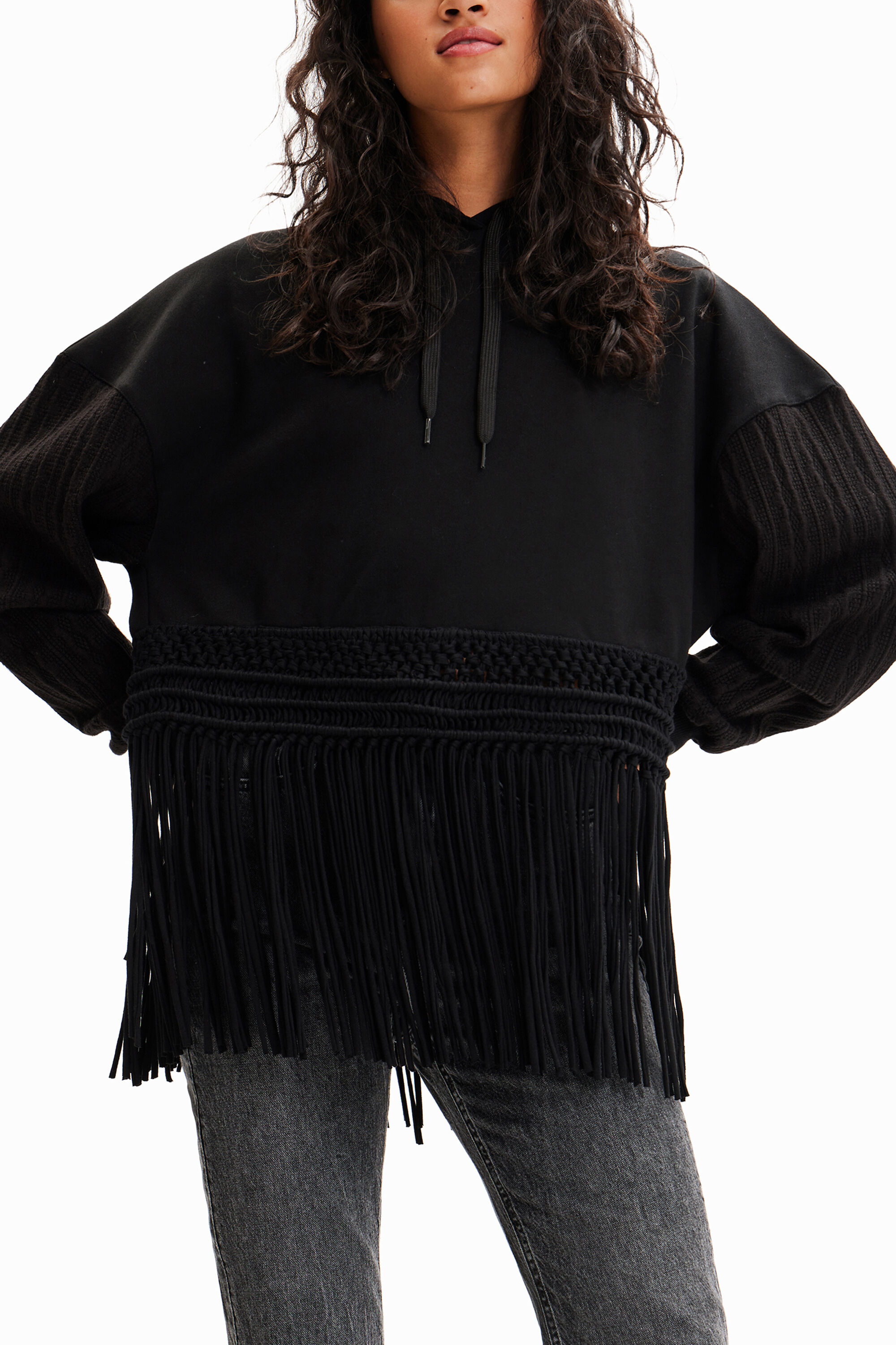 Moletom oversized com franjas
