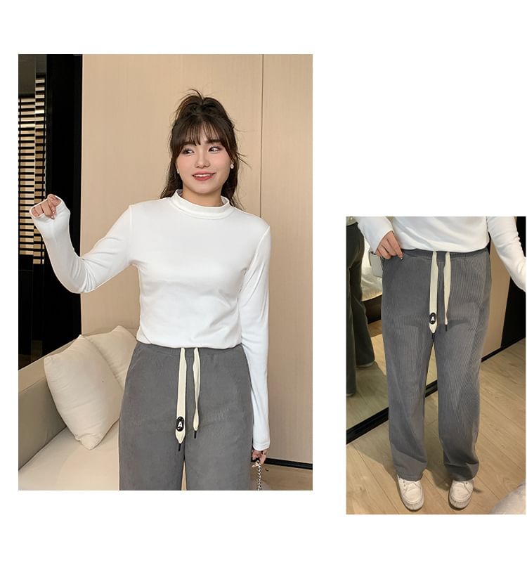 Appelsin - Corduroy broek met trekkoord in de taille, losvallend