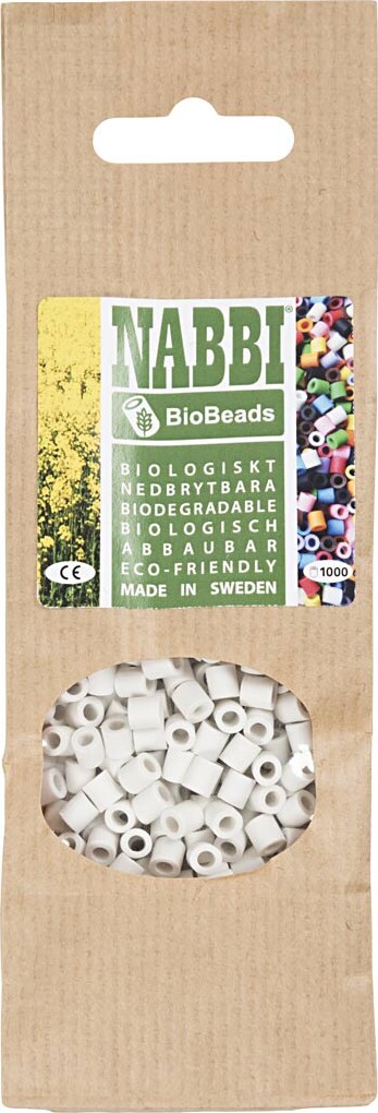 Rør Perler Til Perleplader - Medium - Hvid - 1000 Stk. - Nabbi Biobeads