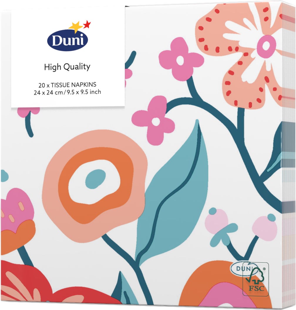 Duni servet Vibrant Bloom multi 24 x 24 cm 20 stuks