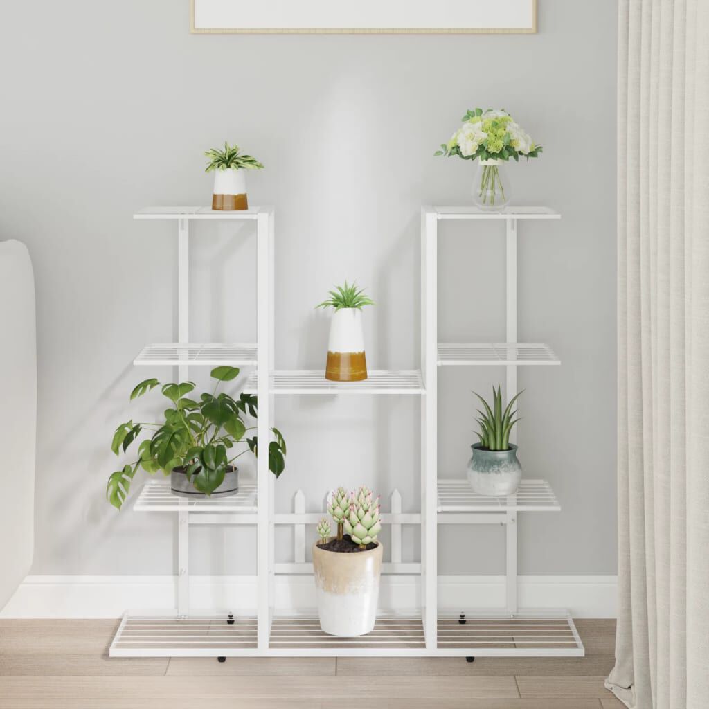 vidaXL Bloemenstandaard 94,5 x 25 x 89 cm wit ijzer
