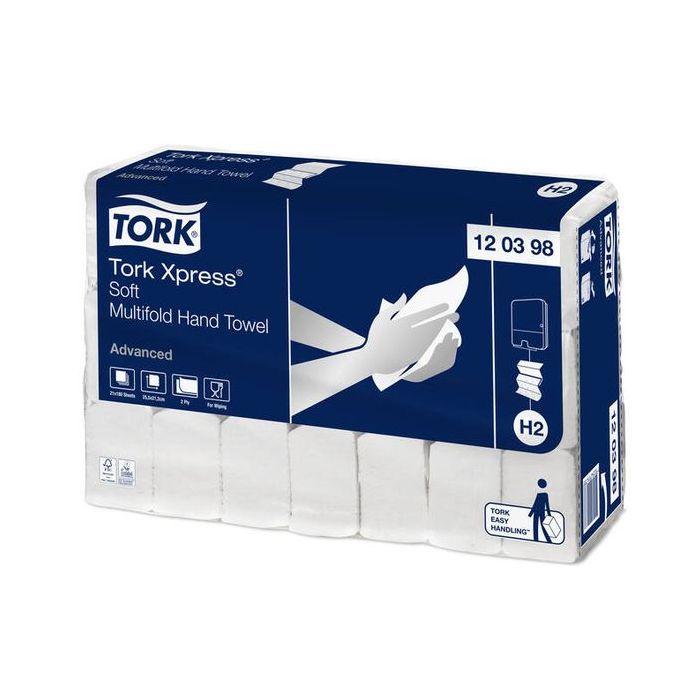 Tork 120398 H2 Xpress zachte multifold Handdoek 2-laags Wit 21x180st (120398)