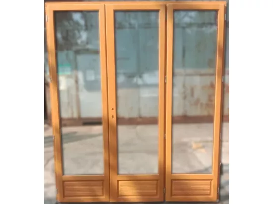 Porte Fenêtre Bois 3 Vantaux H215 X L180 Côtes Tableau + Poignée Et Barillet (ref 01245f924) Gd Menuiseries