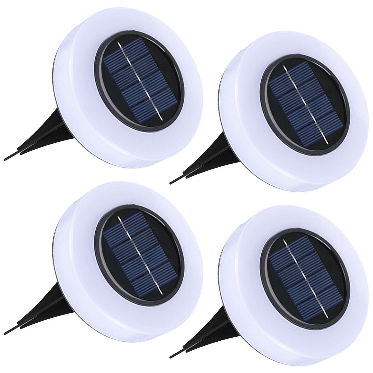 (4er Set) 8 LED Solar Lampe Outdoor Gartenleuchte Wegbeleuchtung (IP44)   Erdspiess - Warmweiss