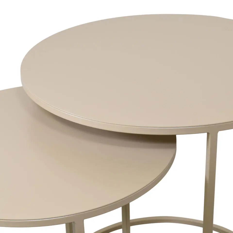 LOFT42 Elvy Set Bijzettafels Rond - Beige - Ø49x52