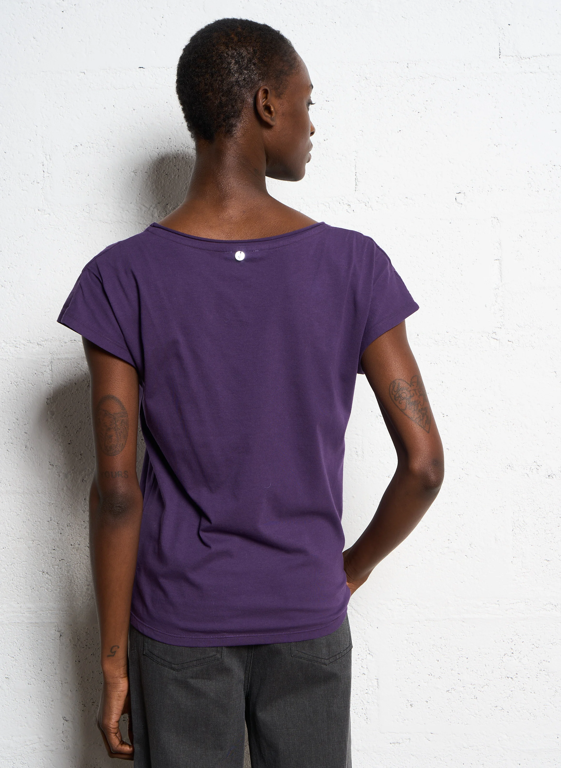 MALIA - Tee-shirt col rond en coton | Violet