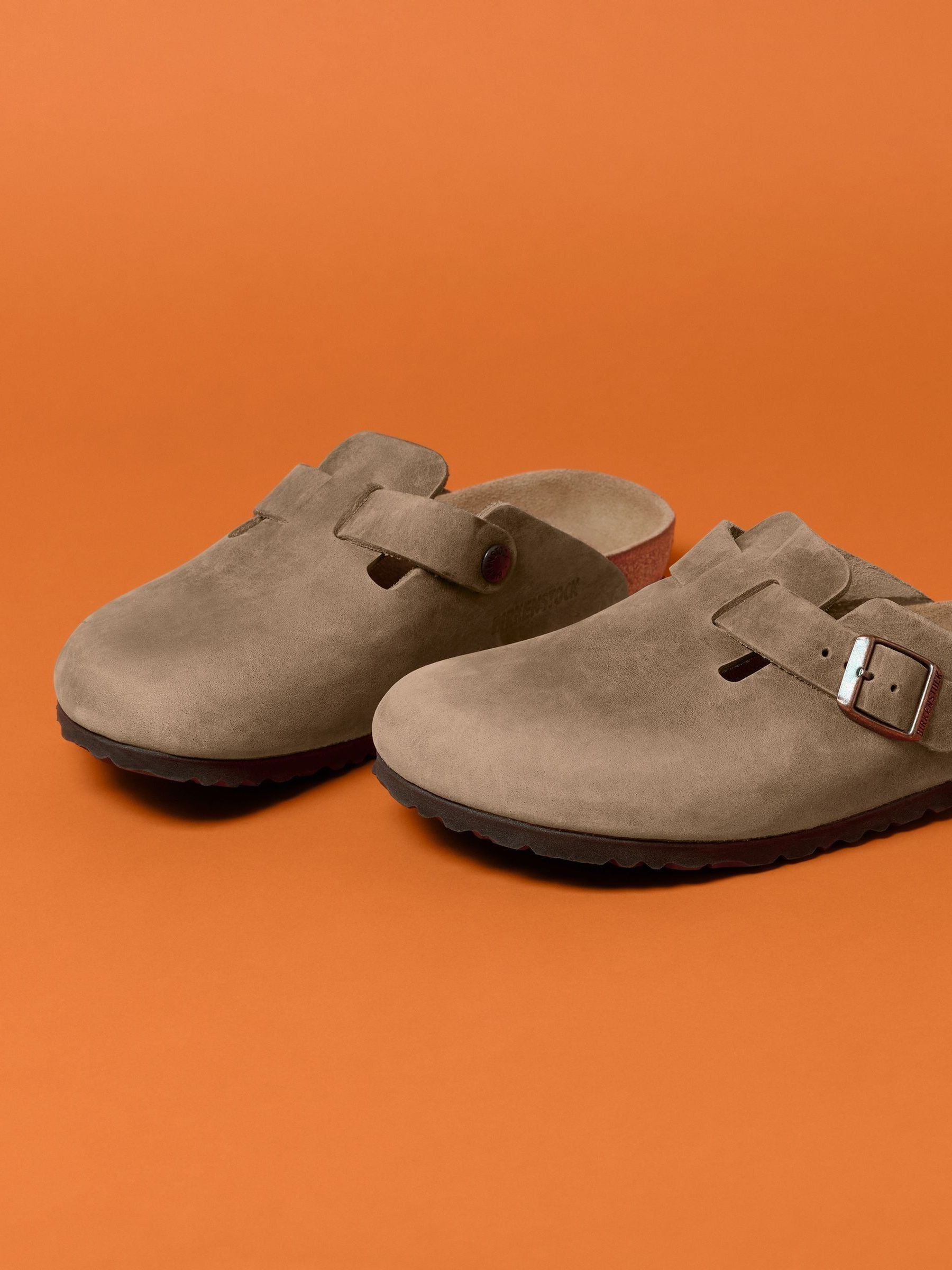 Tabakbruin - Birkenstock Boston klompen van geolied leer