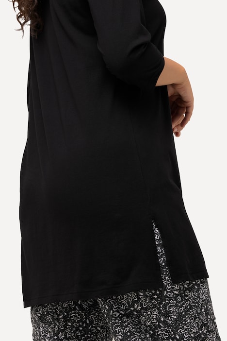 Longshirt, A-Linie, V-Ausschnitt, 3/4-Arm
