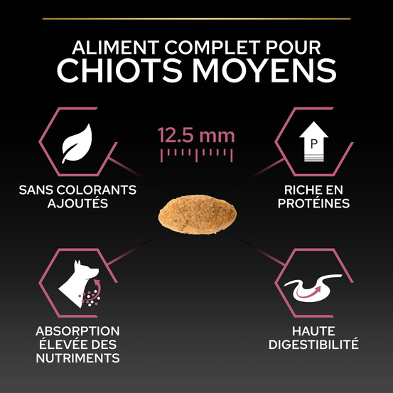 Croquettes chiot de moyenne taille peau sensible - 3 kg
