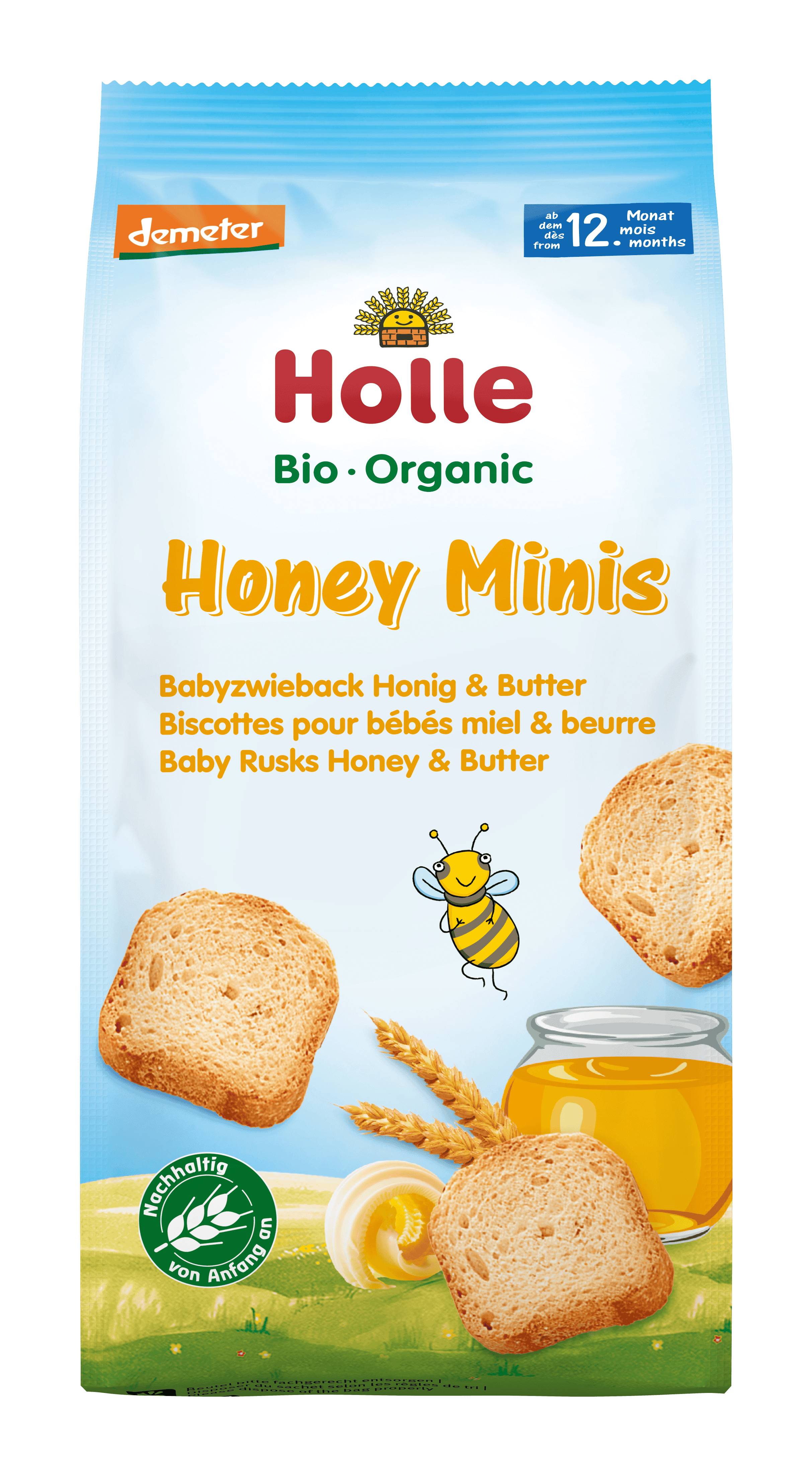 HOLLE Honey Minis Bio-Babyzwieback Karton 100 g