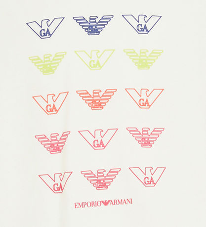 Emporio Armani T-Shirt - Kurz geschnitten - Weiß m. Logos