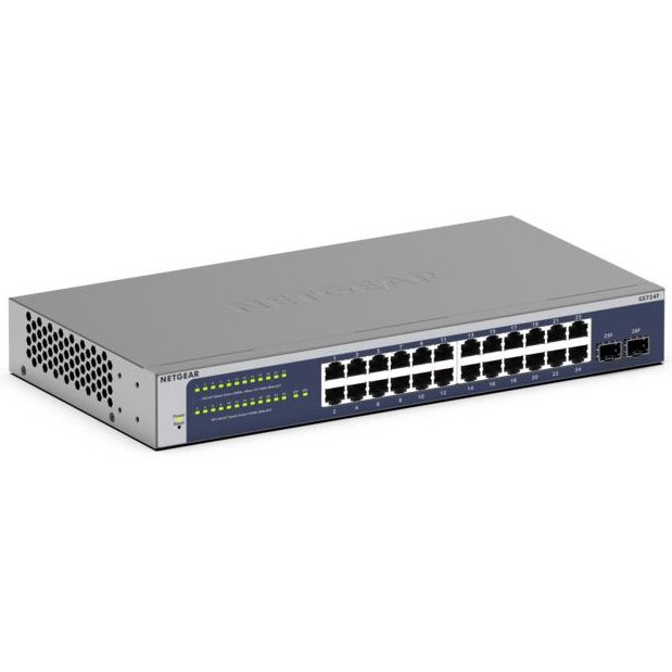 NETGEAR GS724Tv6 Géré L2+/L3 Gigabit Ethernet (10/100/1000) 1U Bleu, Gris