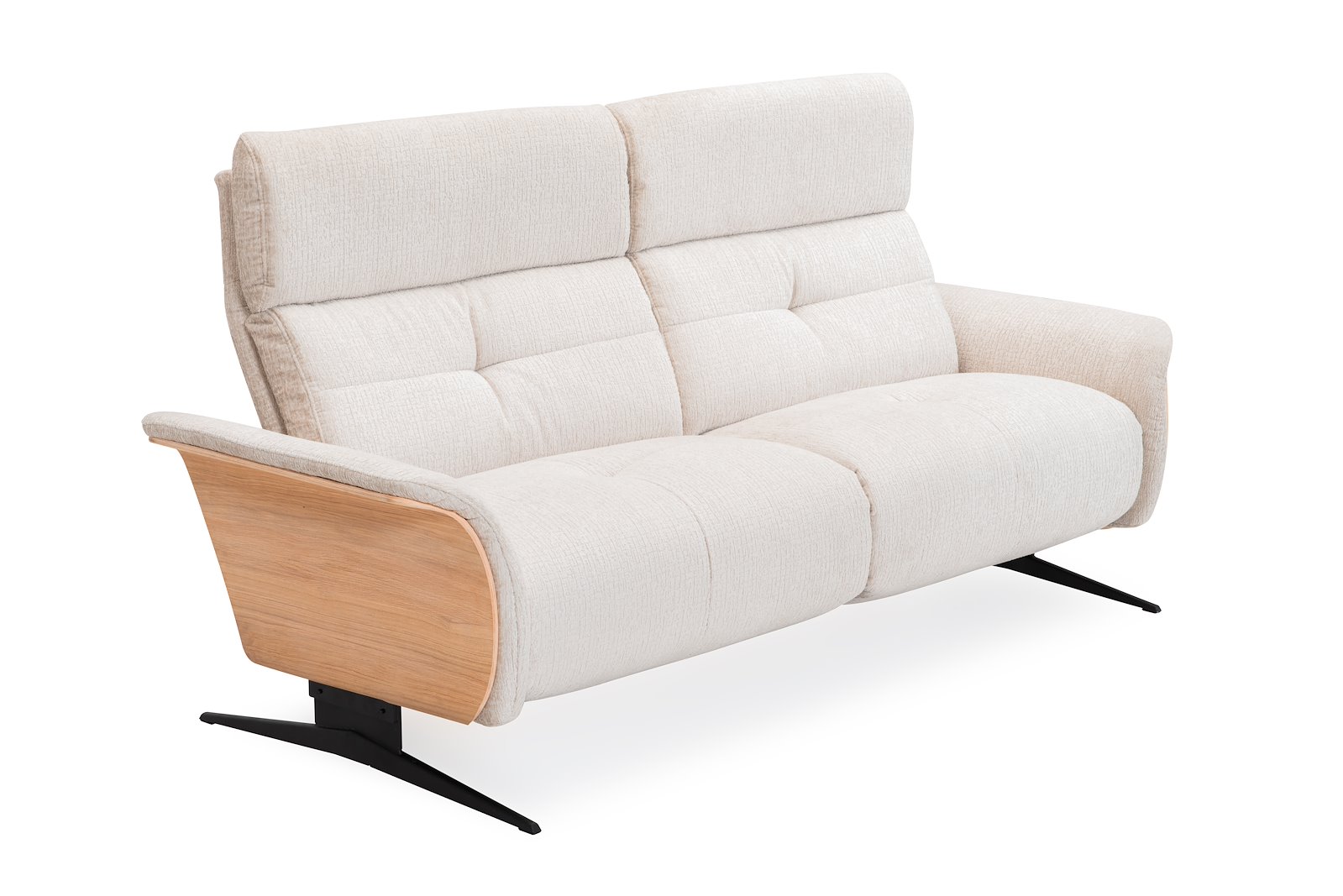 Relax 2-seter Tekstil Fusion 3540 Shell med innebygd manuell justerbar fothviler og nakkestøtte, hvitoljet vange, N9K sorte ben.