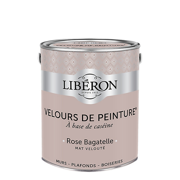 Peinture murs, plafonds et boiseries Velours de peinture rose bagatelle Libéron 2,5L