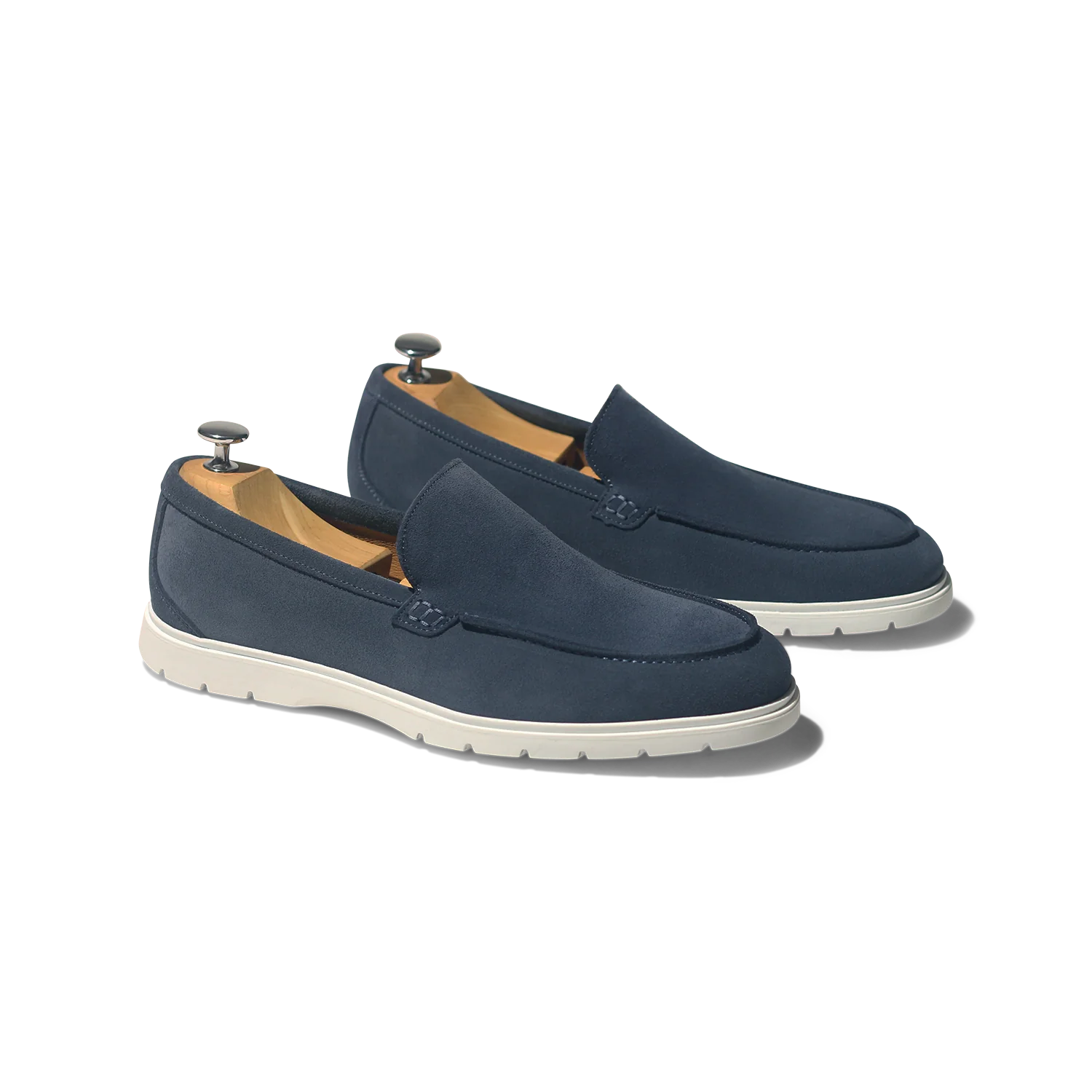 Moguy-Mocassin en veau velours bleu