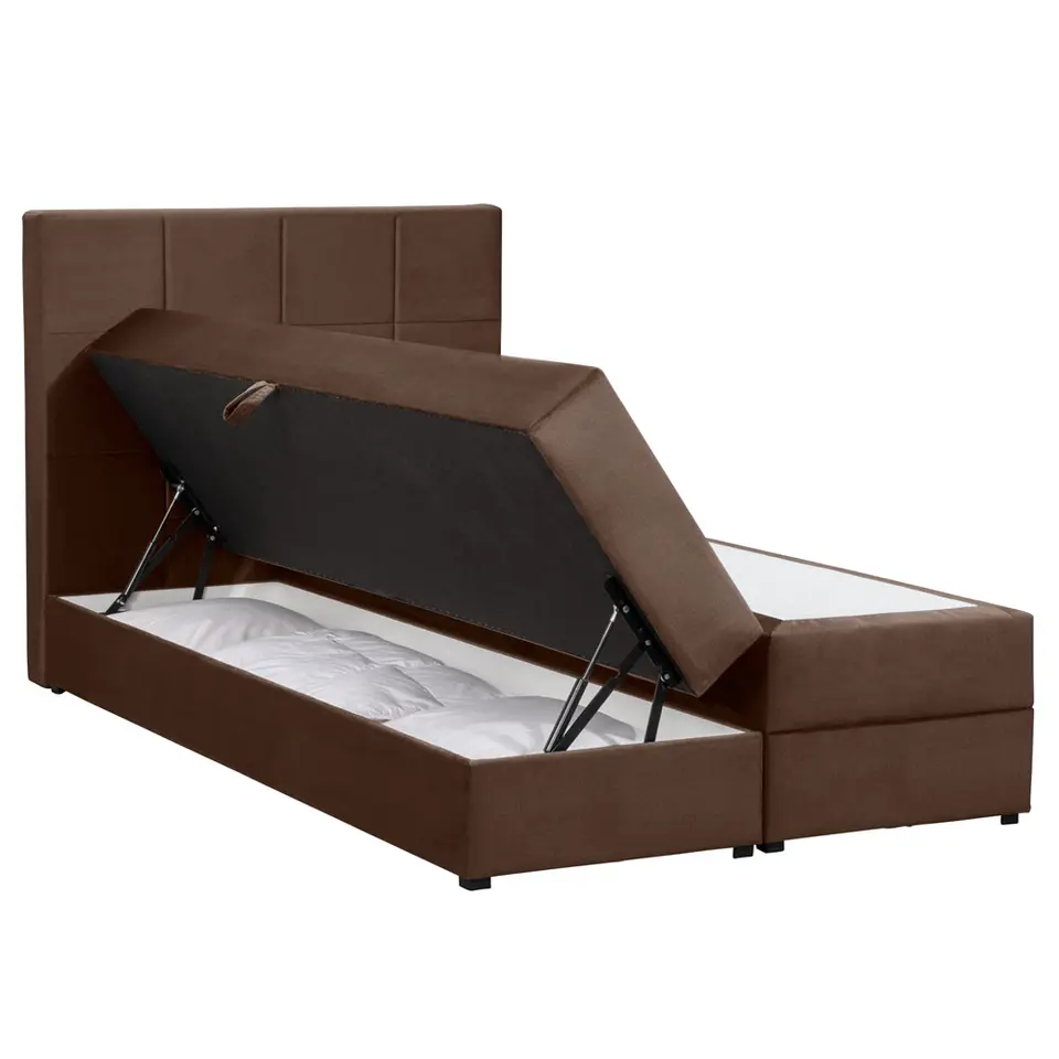 Boxspring met opbergruimte Liv geblokt - bruin - 120x200 cm