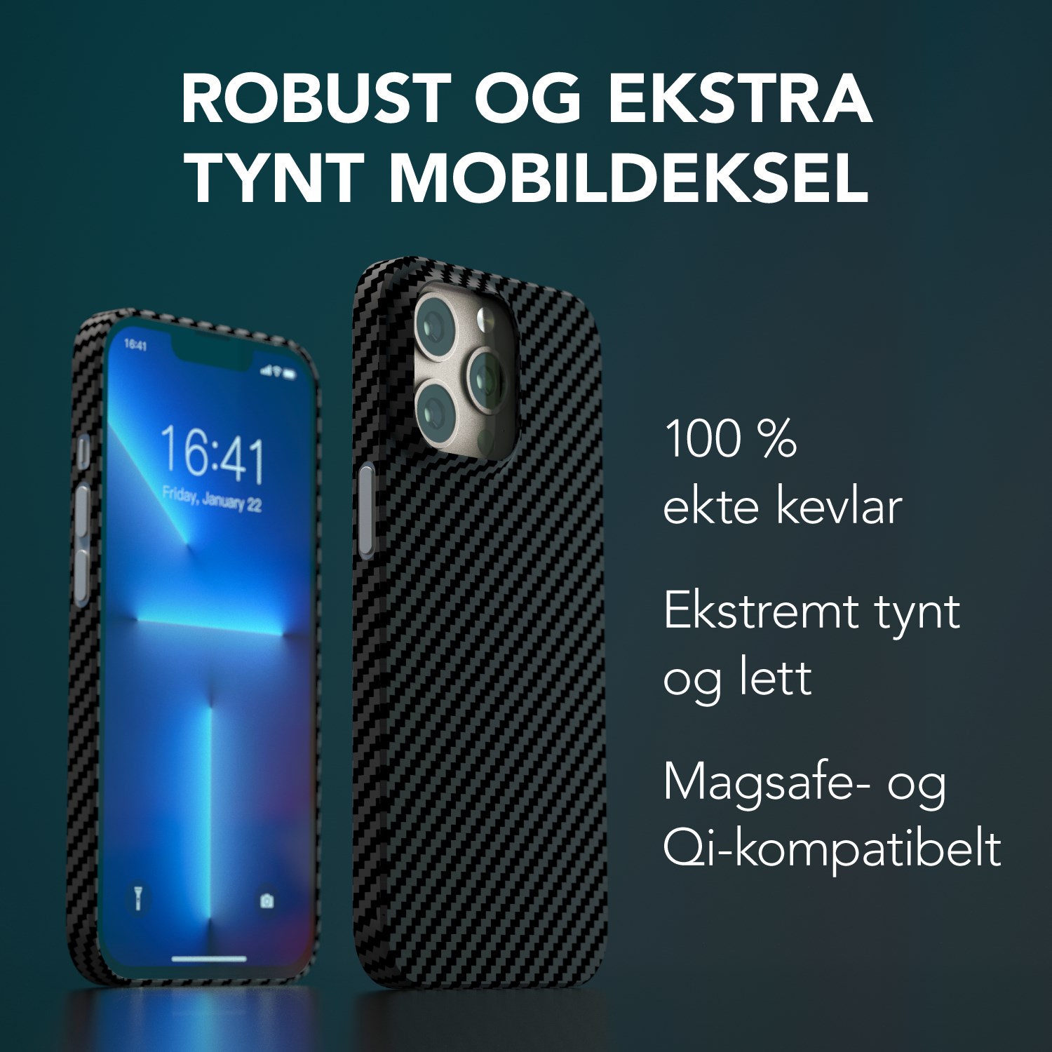 Linocell Premium Kevlar Robust deksel for iPhone 13 Pro Svart