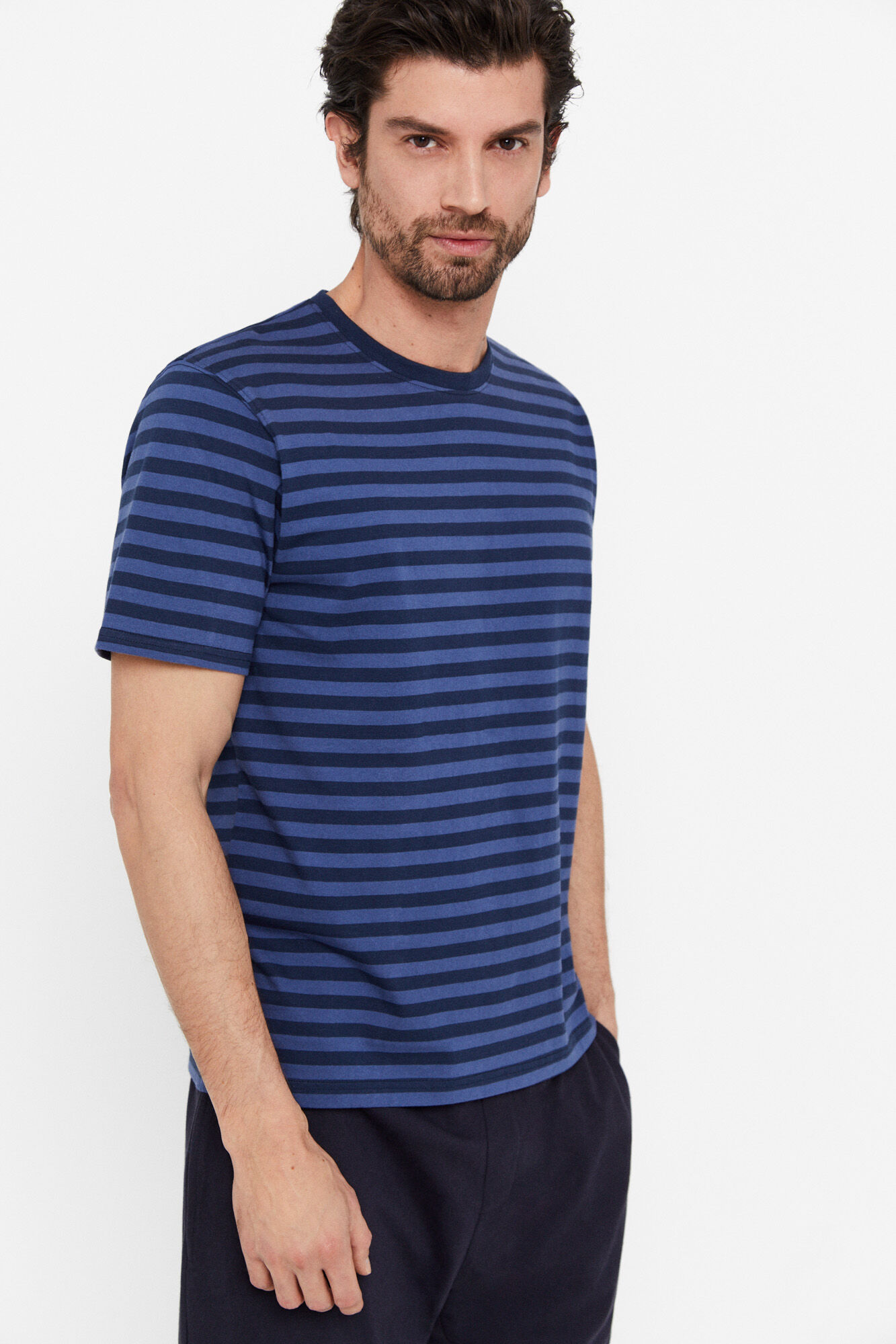 Conjunto de pijama de malha - Azul marinho