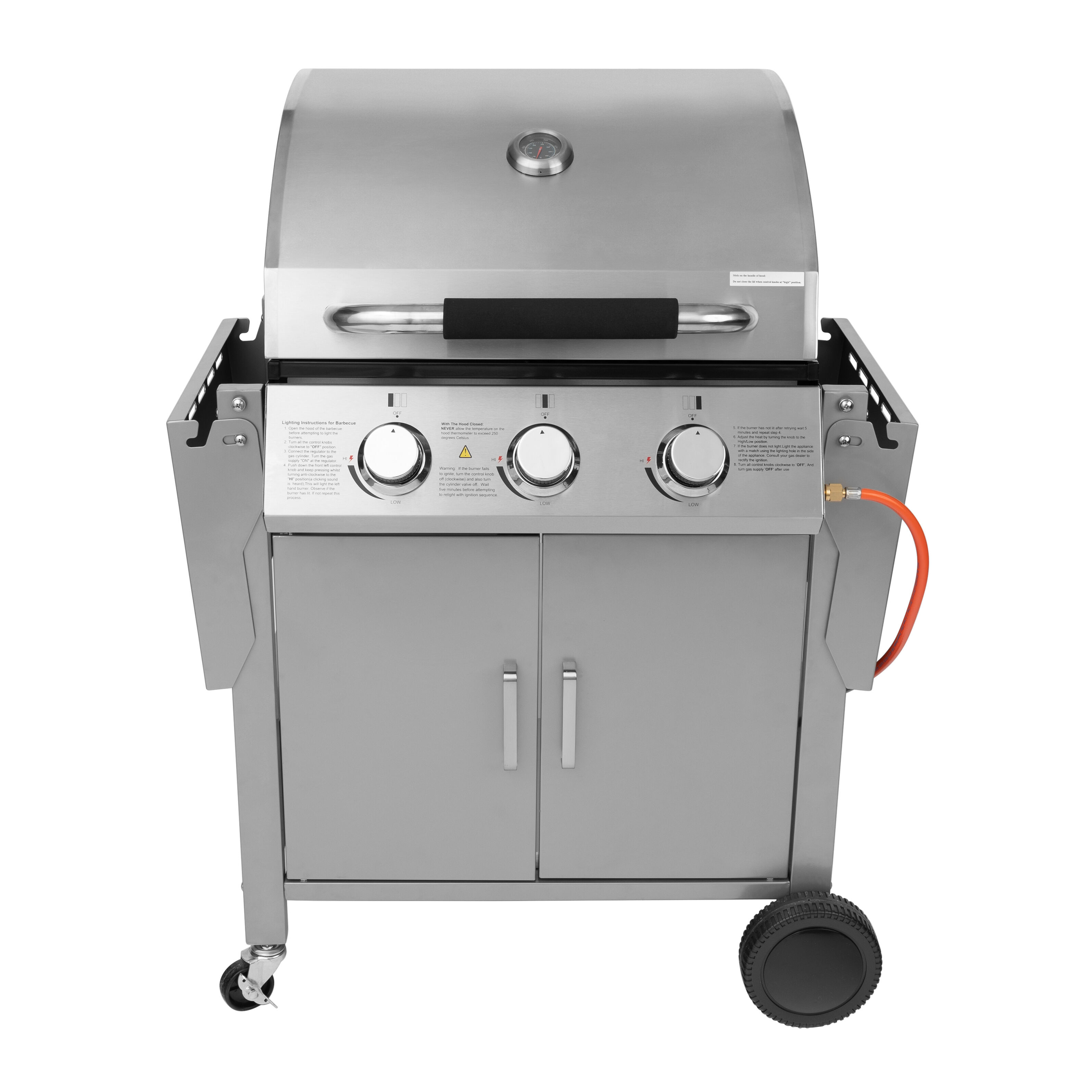 Edelstahl Gasgrill mit 3 Brennern