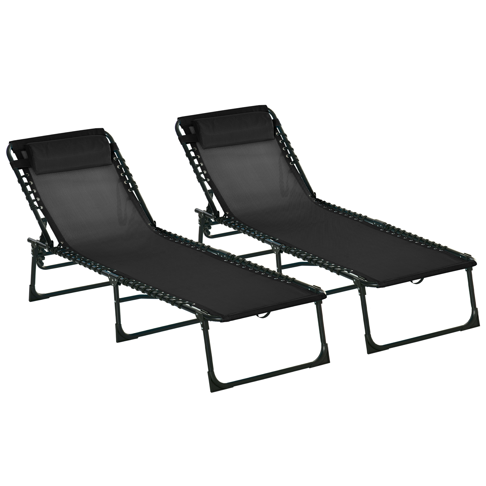 Espreguiçadeiras dobráveis Outsunny pretas