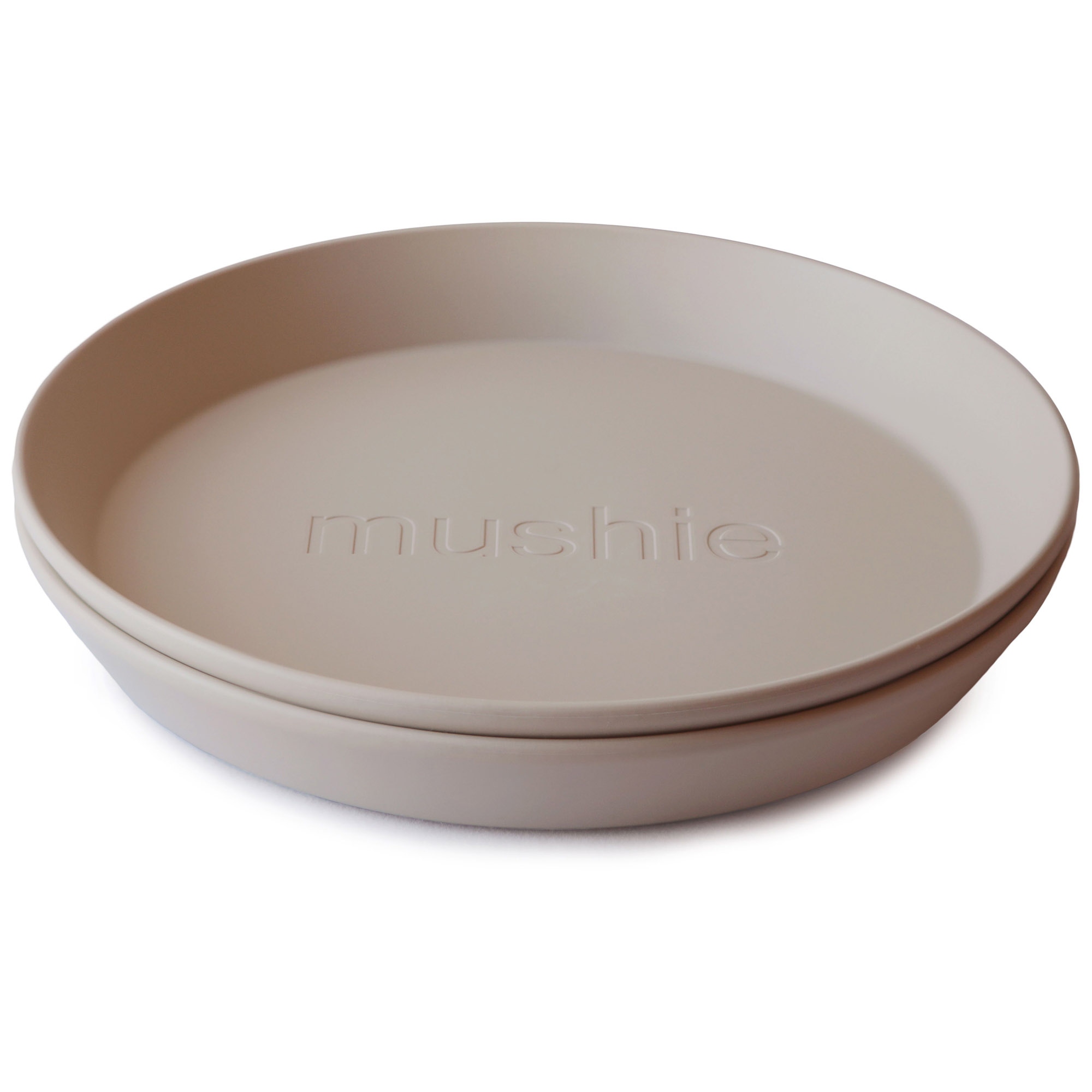 Mushie bord rond 2 stuks beige