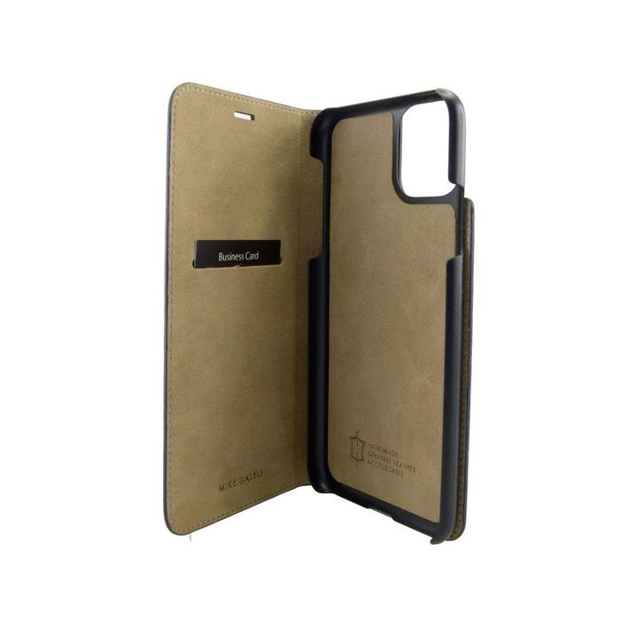 iPhone 13 Echtleder Book Case Tasche Flip Cover Hand Made (MARCIP13-M01) - Schwarz