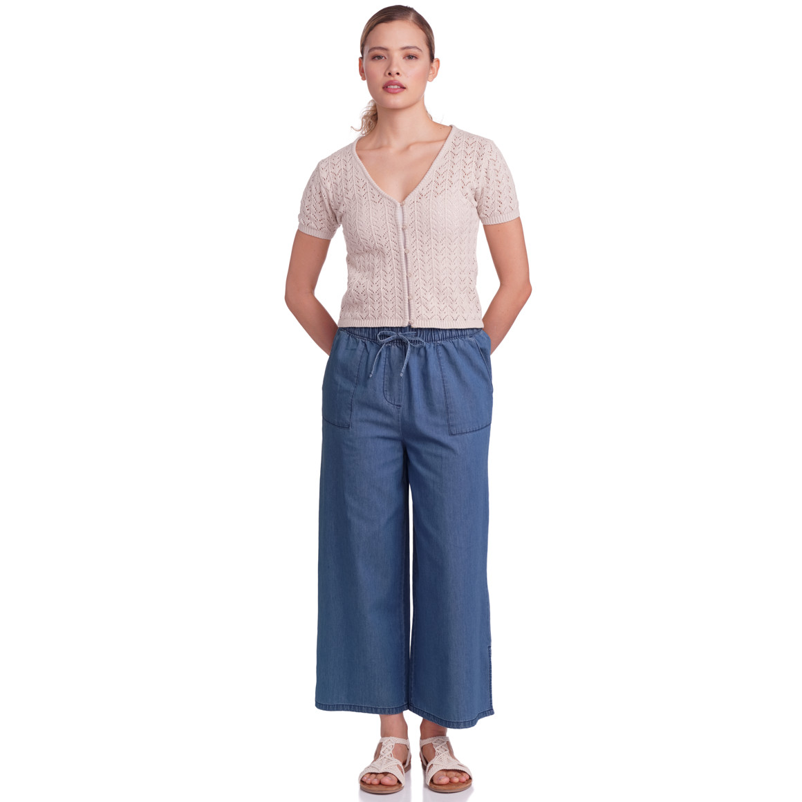 Damen Hose in Denim-Optik blau