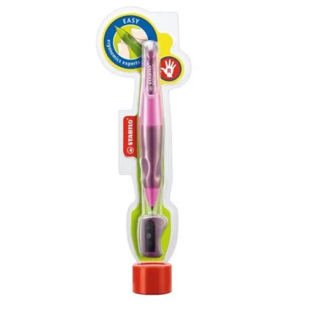 STABILO Ergonomischer Druck-Bleistift EASYergo, pink/lila, mit 1 Mine, HB & Spitzer, Rechtshänder