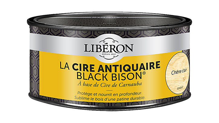 Cire pâte antiquaire black bison pour meubles Libéron chêne clair 500ml