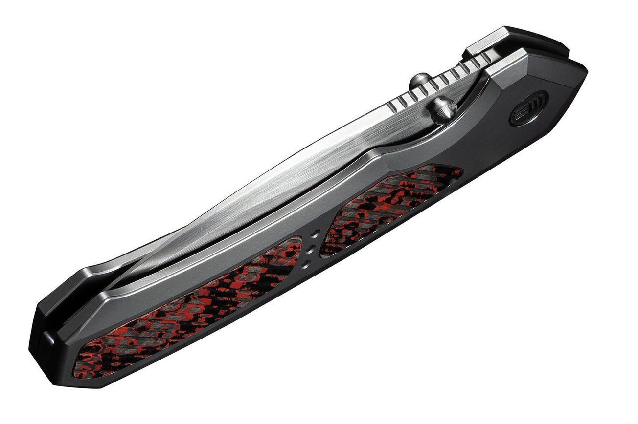 WE Knife Corwyn WE24088-4 Hand Satin Böhler M390, Polished Bead Blasted Titanium Lava Flow FatCarbon, zakmes