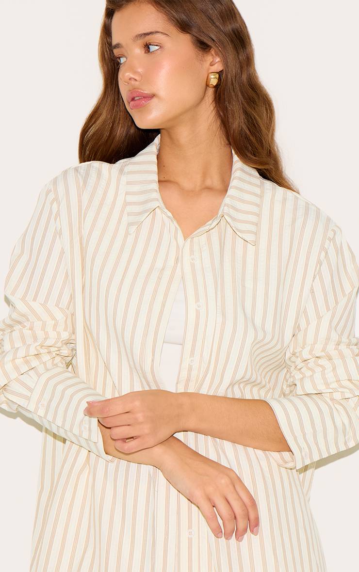 Crème Chemise Oversize À Poignets Rayés