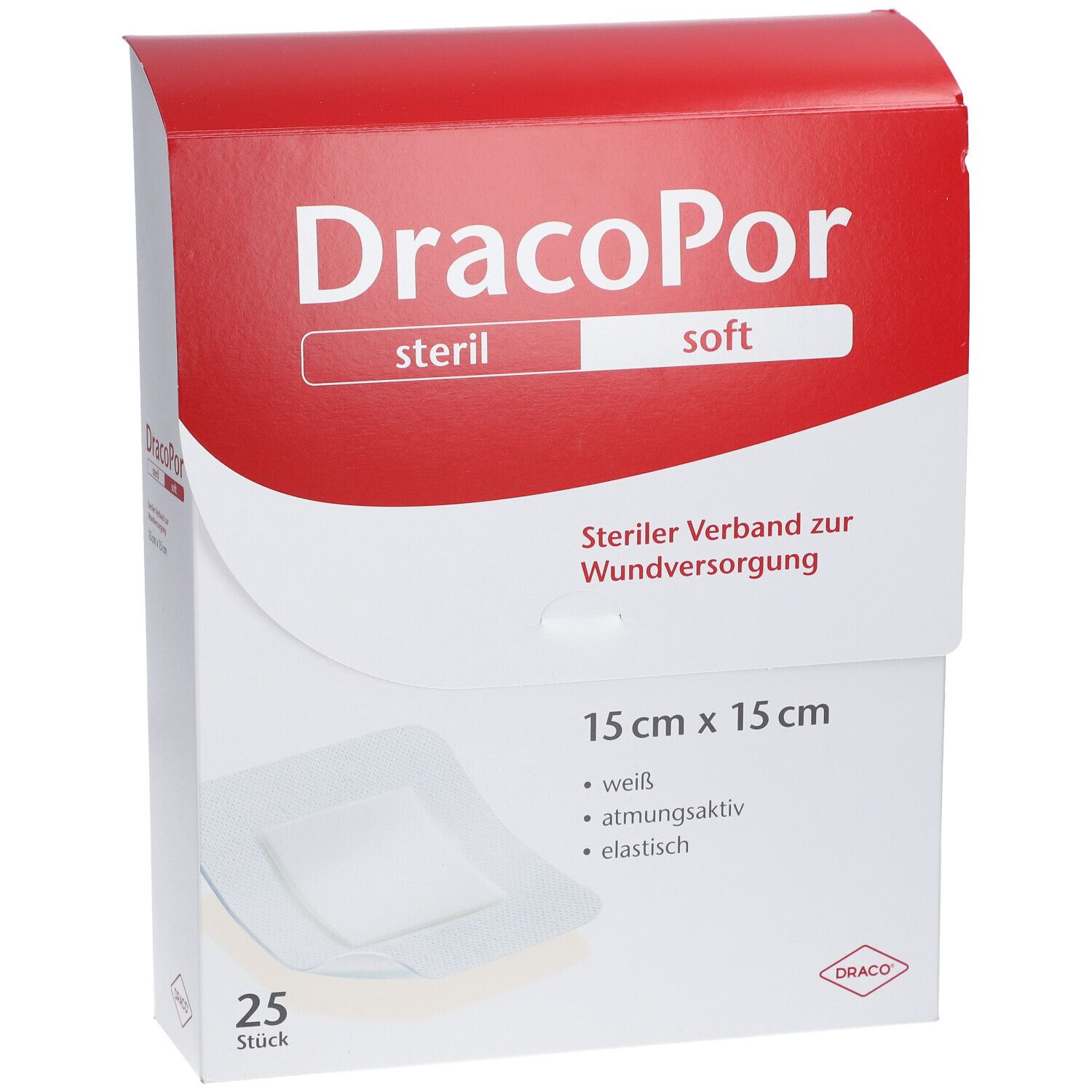 Dracopor Soft weiß 15 cm x 15 cm steril
