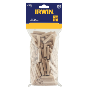 Irwin houten deuvels Ø8 mm. Inhoud 150 stuks.