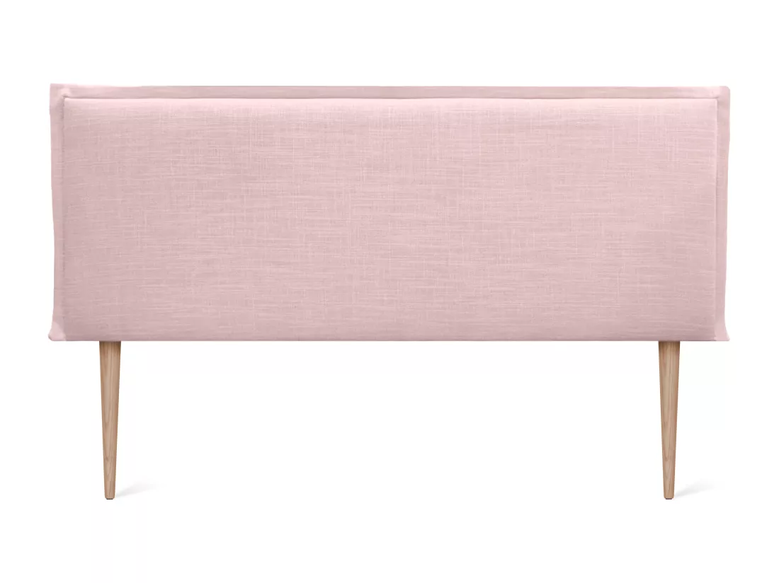 DHOME Tête de lit en lin naturel uni avec passepoils 135x105cm avec Pieds Lits 120/135 - Rose Pâle
